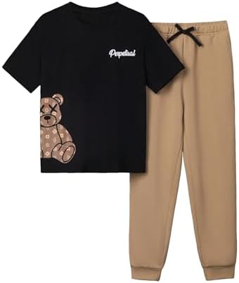 OYOANGLE Boys 2-Piece Outfit Set Funapiro Casual Adjustment Pants Set