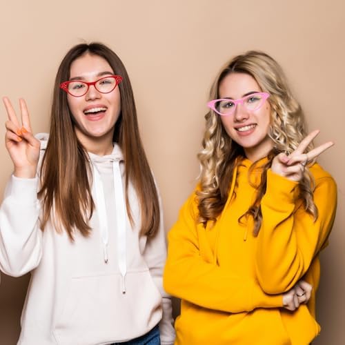 Fumwase 4PCS Retro Cat Eye Glasses Halloween Costume
