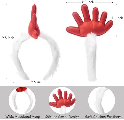 HODRME Rooster Costume Headband and Tail Set