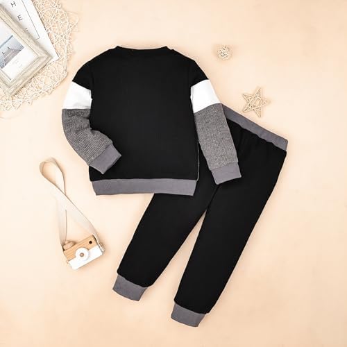 FOCICI Toddler Boys Long Sleeve Patchwork Sweatshirt Pullover 2-6 Years