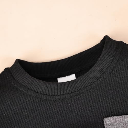 FOCICI Toddler Boys Long Sleeve Patchwork Sweatshirt Pullover 2-6 Years