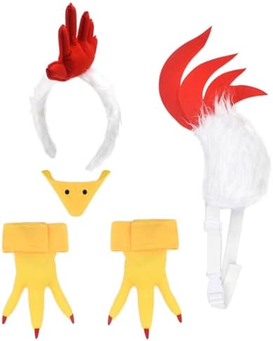 HODRME Rooster Costume Headband and Tail Set