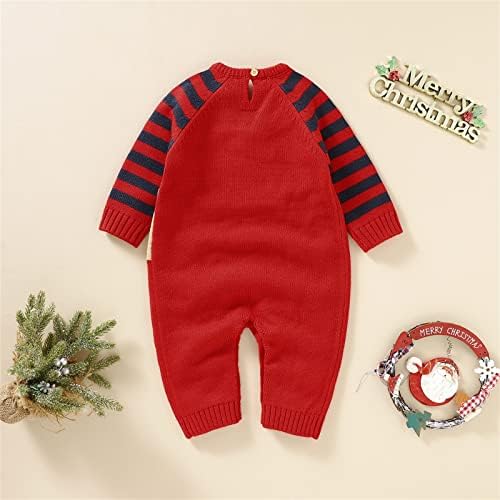 Thick Knitted Christmas Romper for Boys Deer Design 6-9 Months