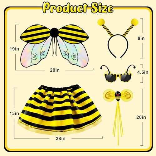 Latocos Girls Bee Costume with Glasses Headband