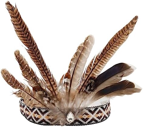 Feather Headband - Indian Headpiece Natural Design Lightweight Stylish for Kids Adults