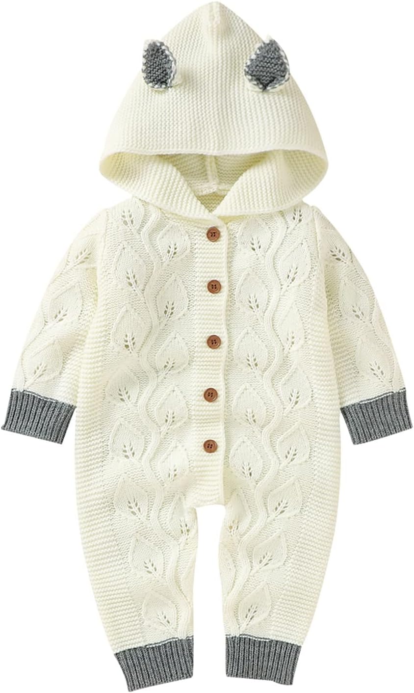Newborn Boys Knitted Romper with Fox Ears