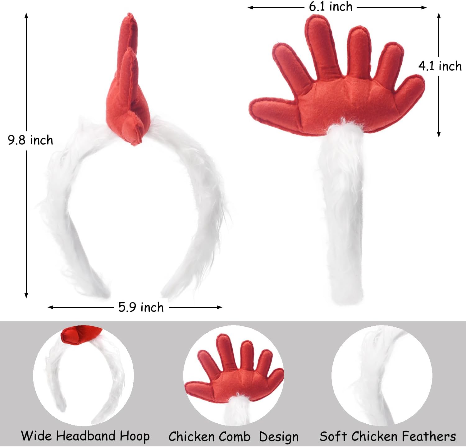 HODRME Rooster Costume Headband and Tail Set