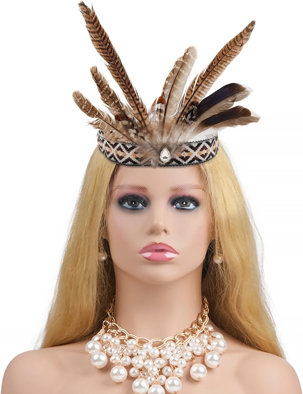 Feather Headband - Indian Headpiece Natural Design Lightweight Stylish for Kids Adults