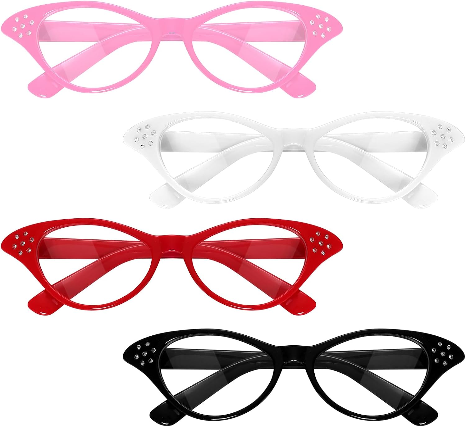 Fumwase 4PCS Retro Cat Eye Glasses Halloween Costume