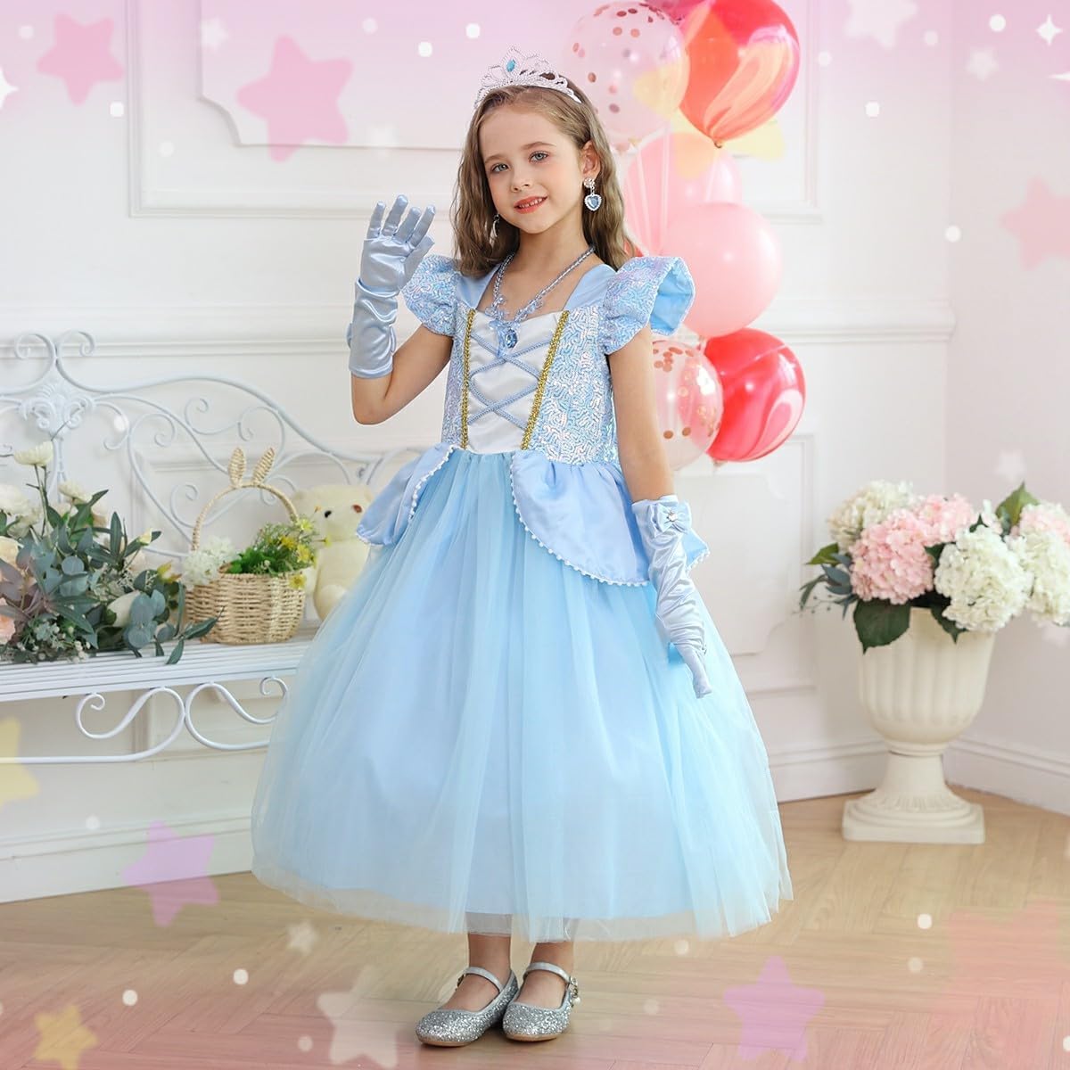 Luzlen Cinderella Costume for Girls with Accessories