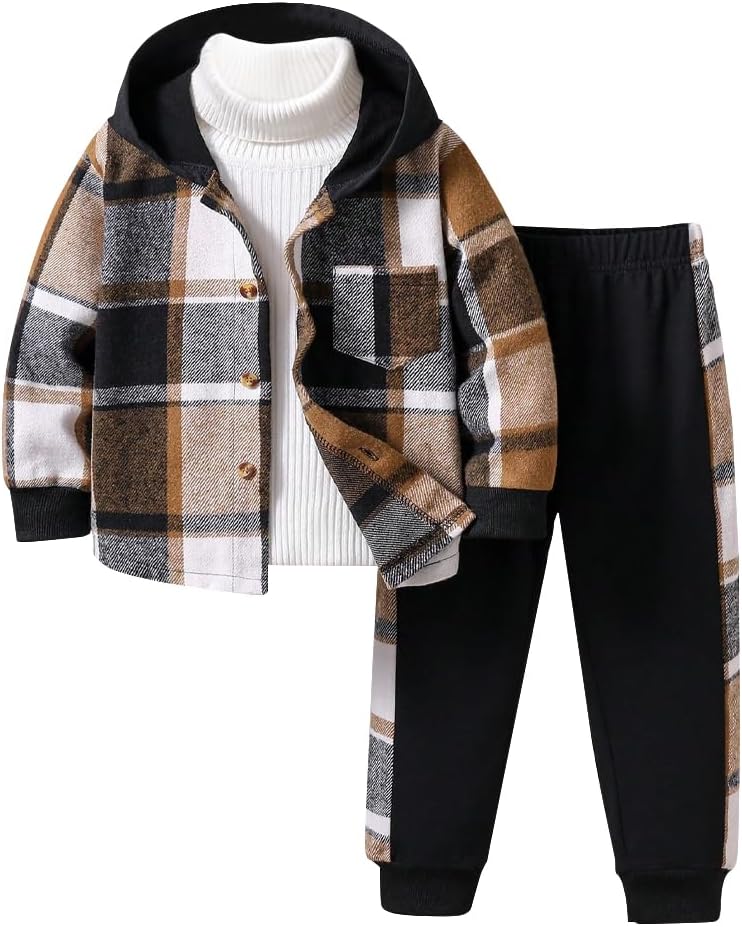 The Trendy Button Plaid Kids Outfit