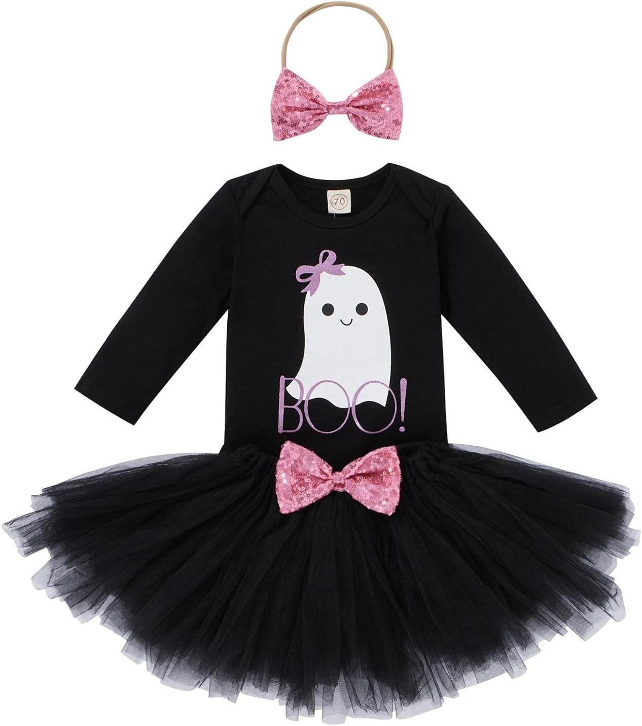 Perfect Baby Halloween Outfit - Romper Tutu Headband Set for 0-24 Months