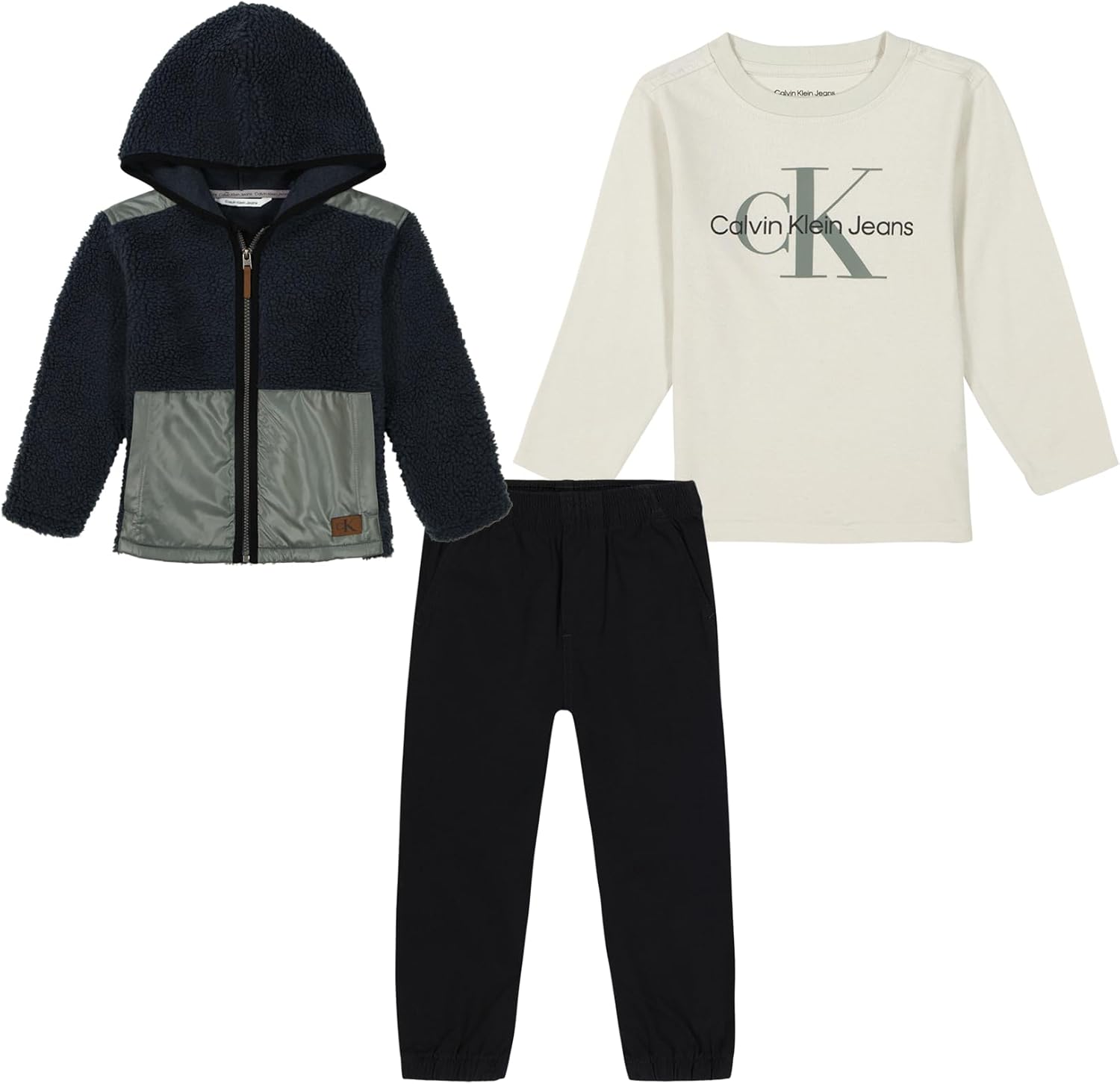 Calvin Klein Boys 3-Piece Sherpa Shacket Pant Set
