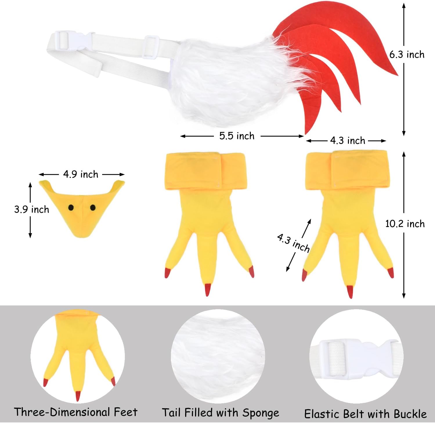 HODRME Rooster Costume Headband and Tail Set