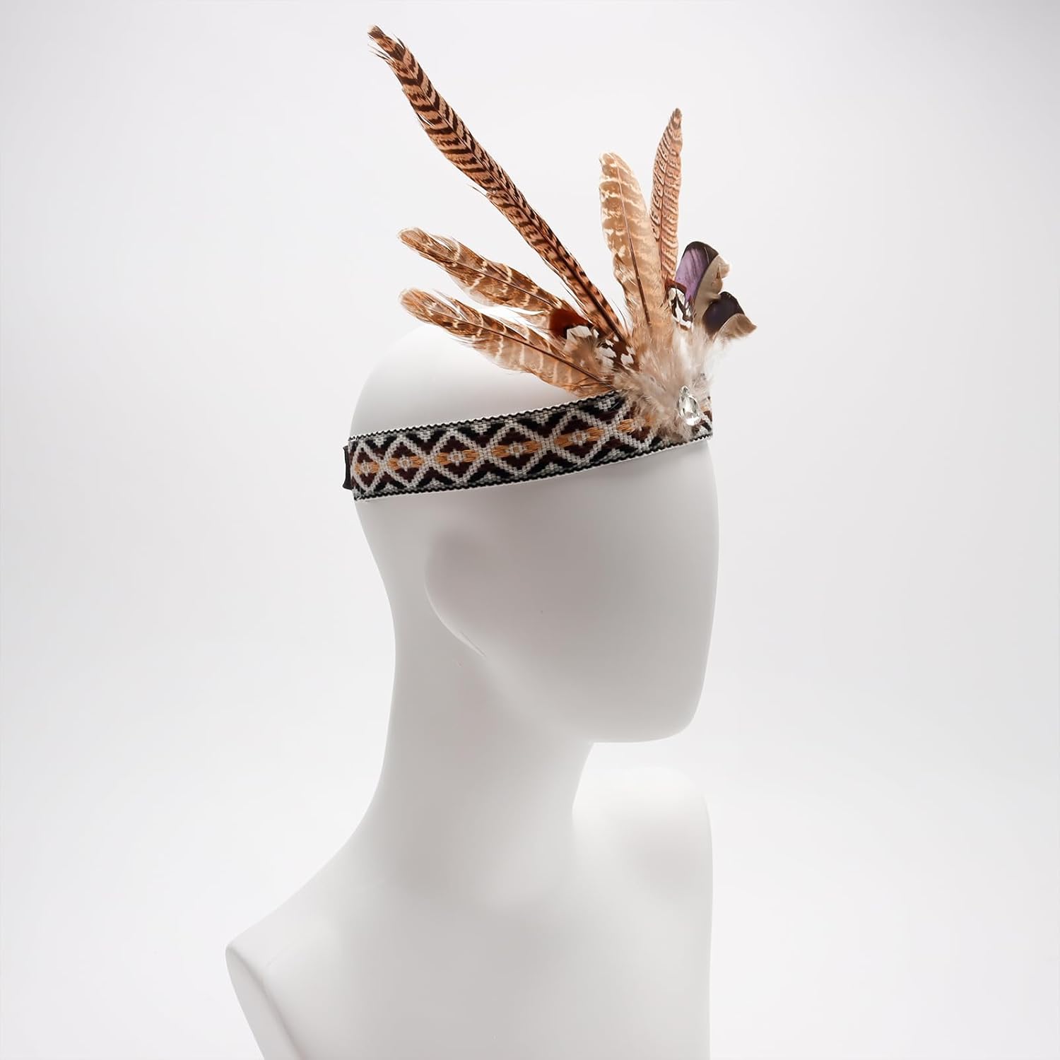 Feather Headband - Indian Headpiece Natural Design Lightweight Stylish for Kids Adults