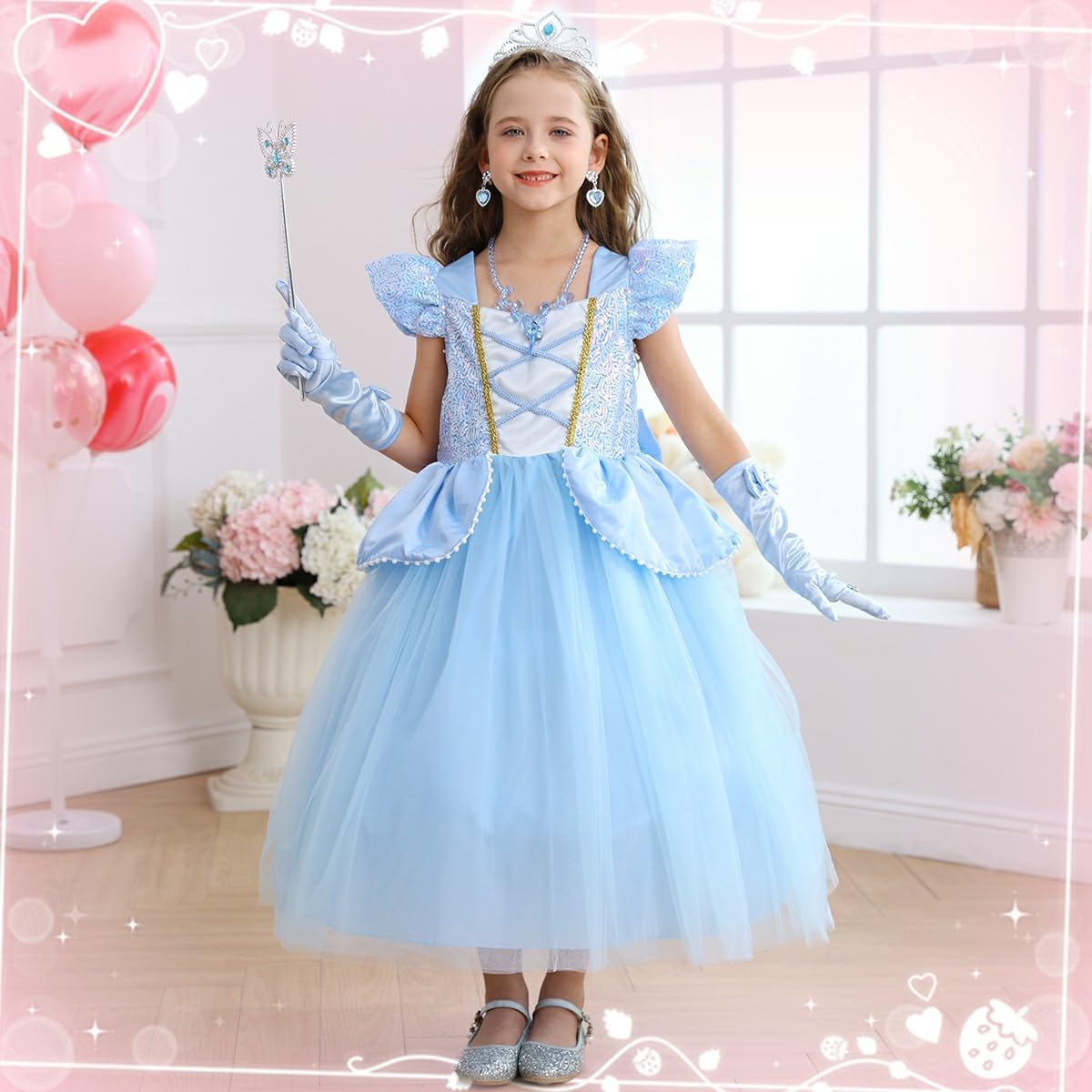 Luzlen Cinderella Costume for Girls with Accessories