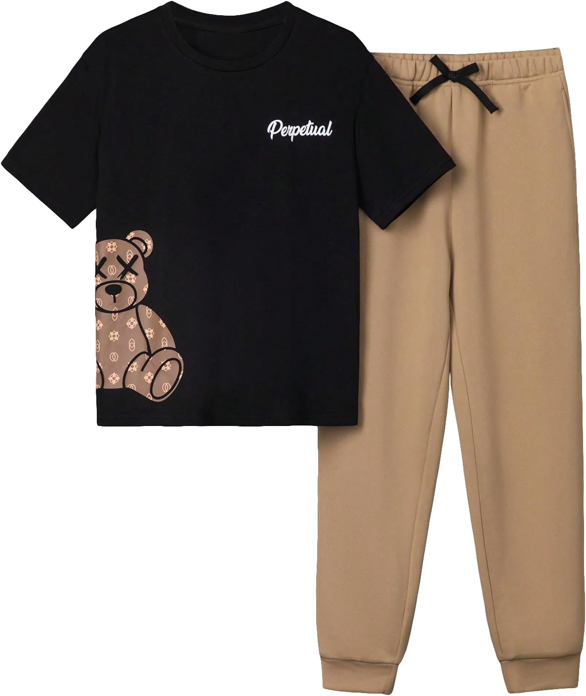 OYOANGLE Boys 2-Piece Outfit Set Funapiro Casual Adjustment Pants Set