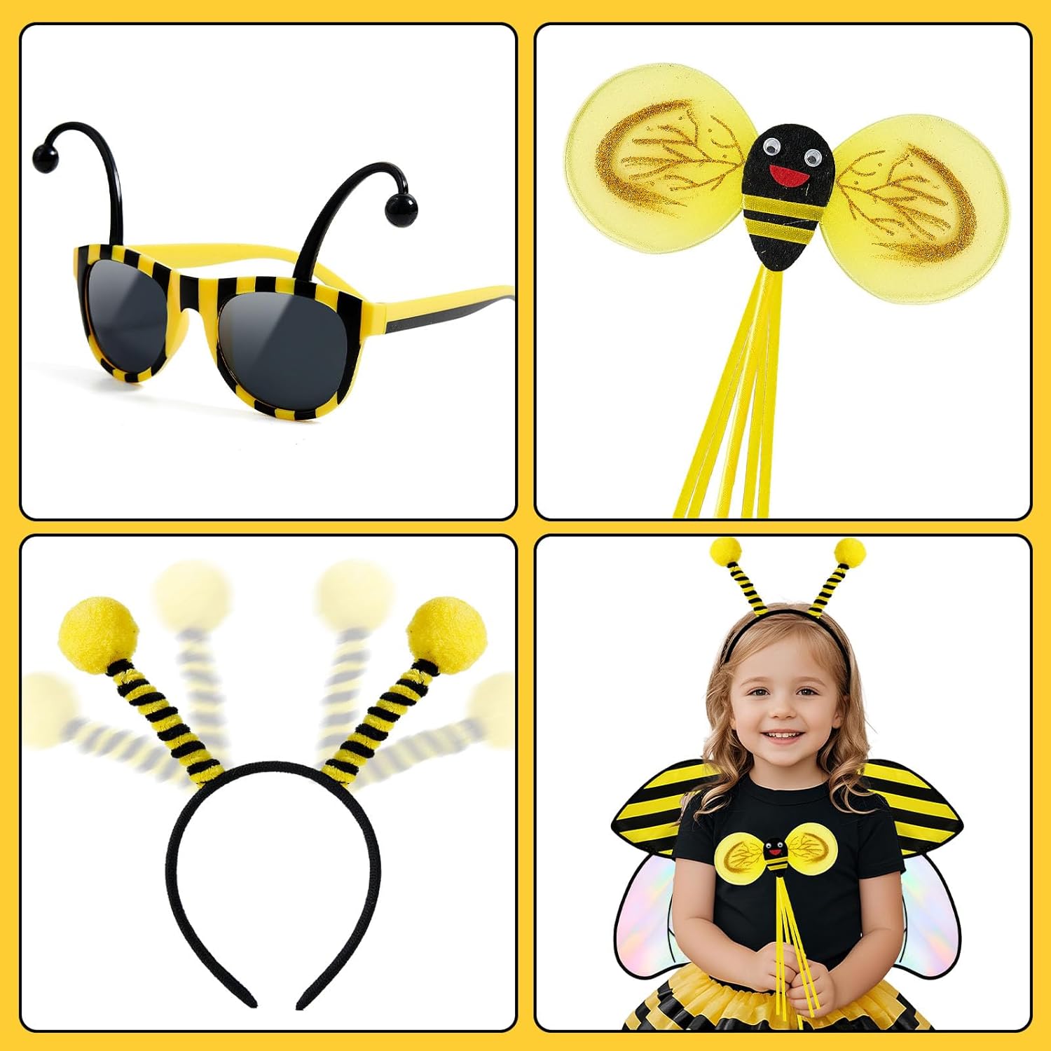 Latocos Girls Bee Costume with Glasses Headband