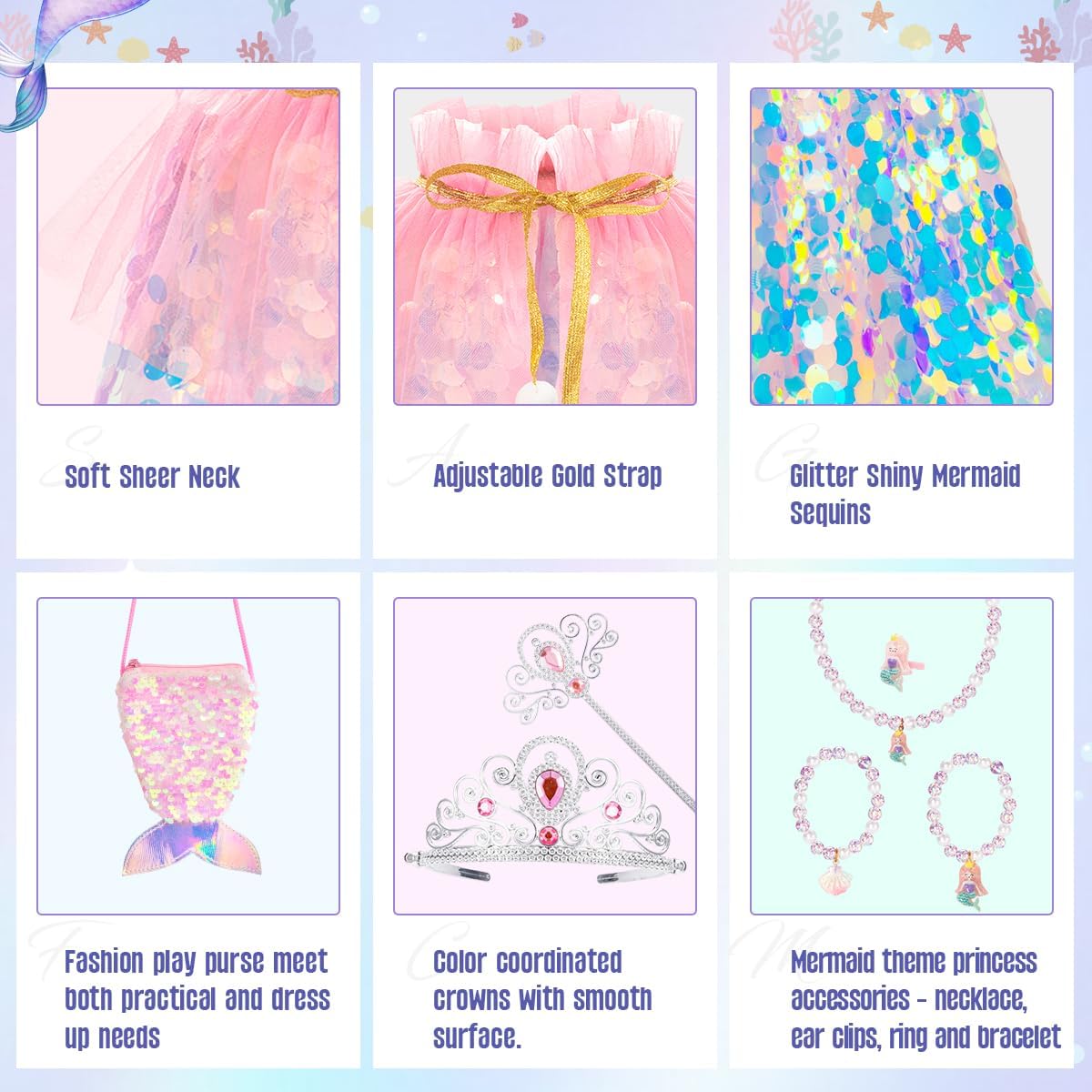 Meland Mermaid Princess Dress Up