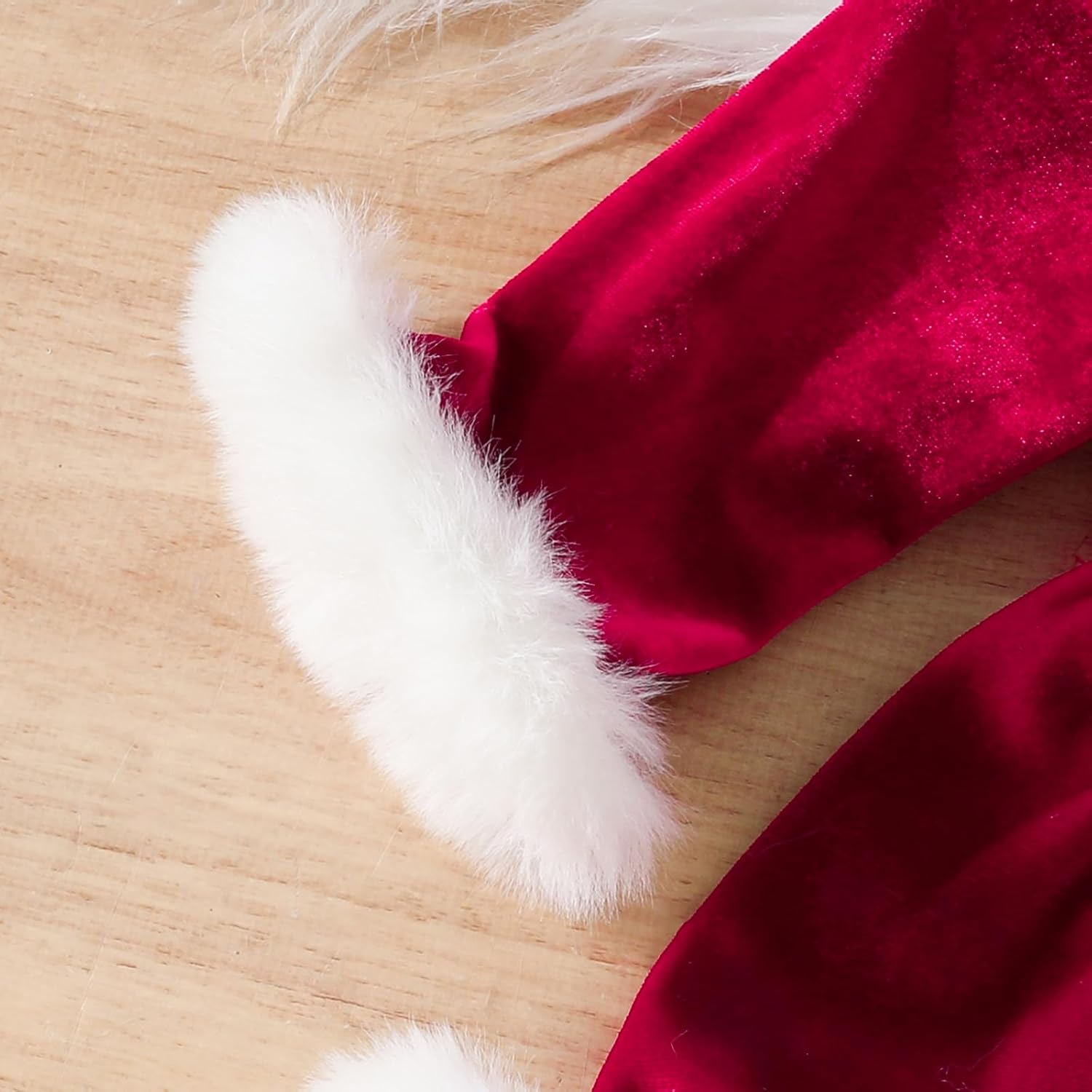 Baby Girl Christmas Romper Dress with Fur Trim