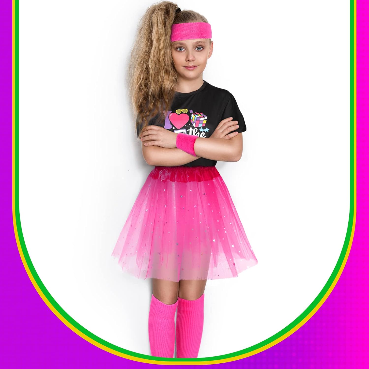 Neon Retro 80s Leg Warming Set Christmas Party Accessories