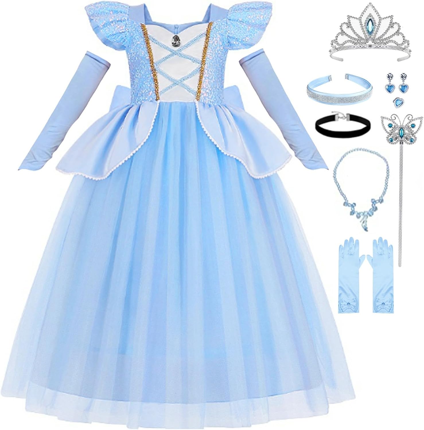 Luzlen Cinderella Costume for Girls with Accessories