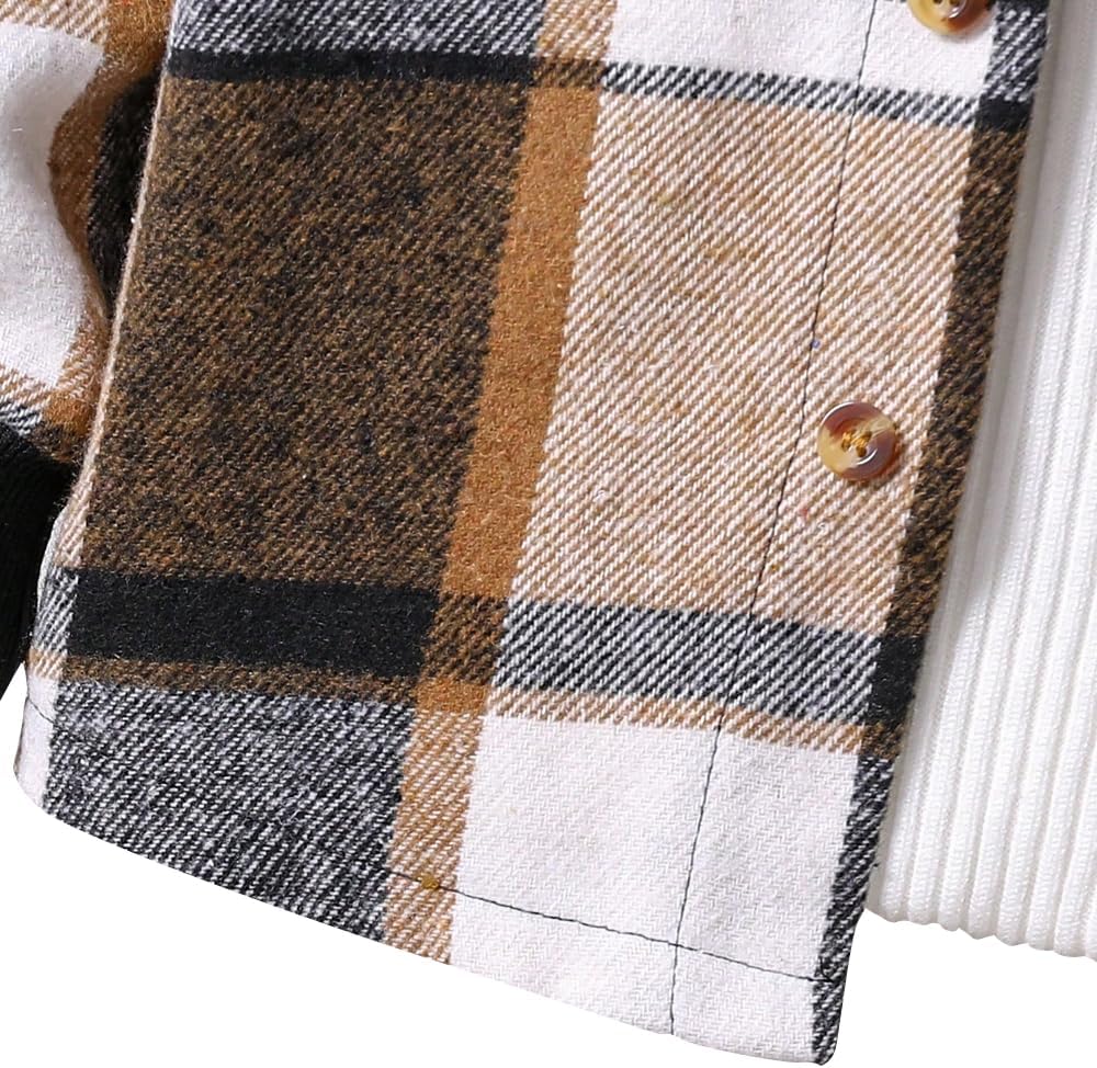 The Trendy Button Plaid Kids Outfit