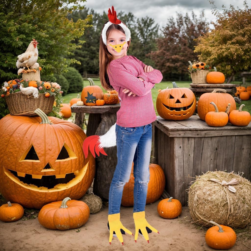 HODRME Rooster Costume Headband and Tail Set