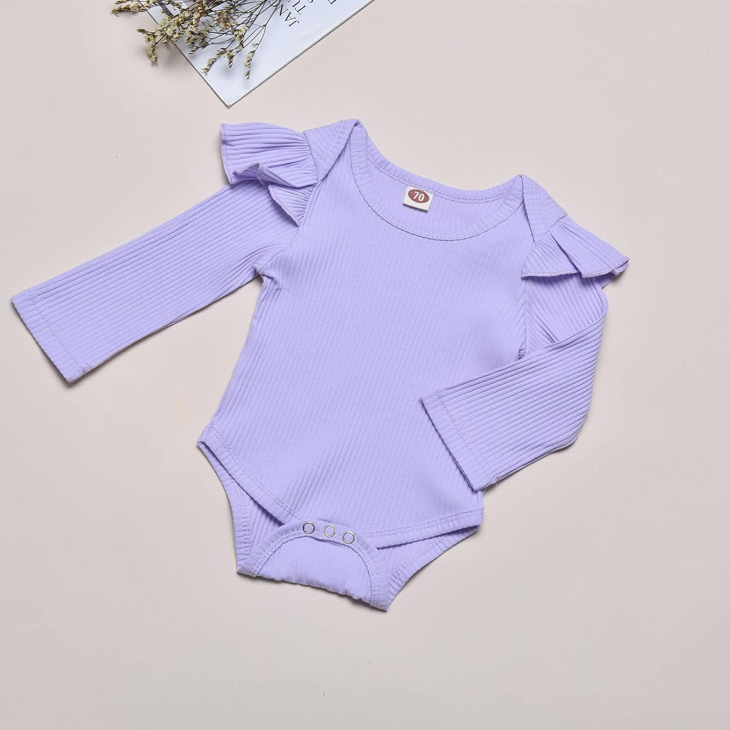 HZ Infant Newborn Cot Ruffled Sleeve Ribbed Romper