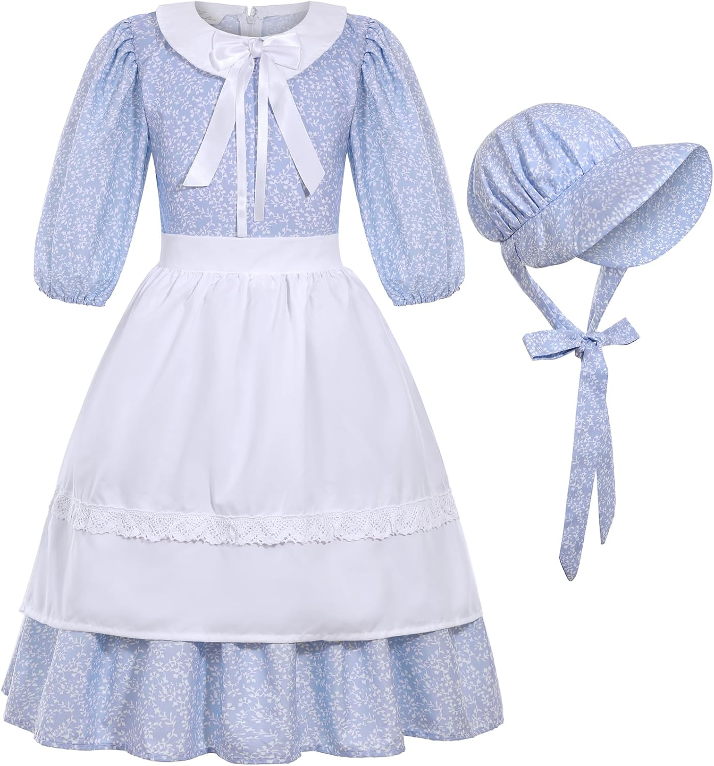 SIZGAROOT 18th Century Kids Colonial Dress with Bonnet