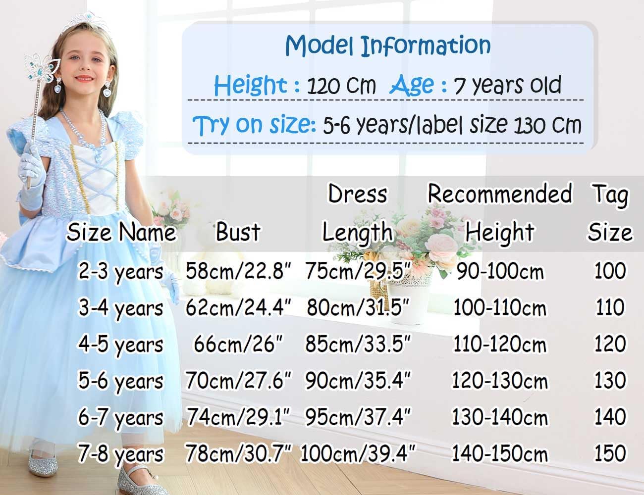 Luzlen Cinderella Costume for Girls with Accessories