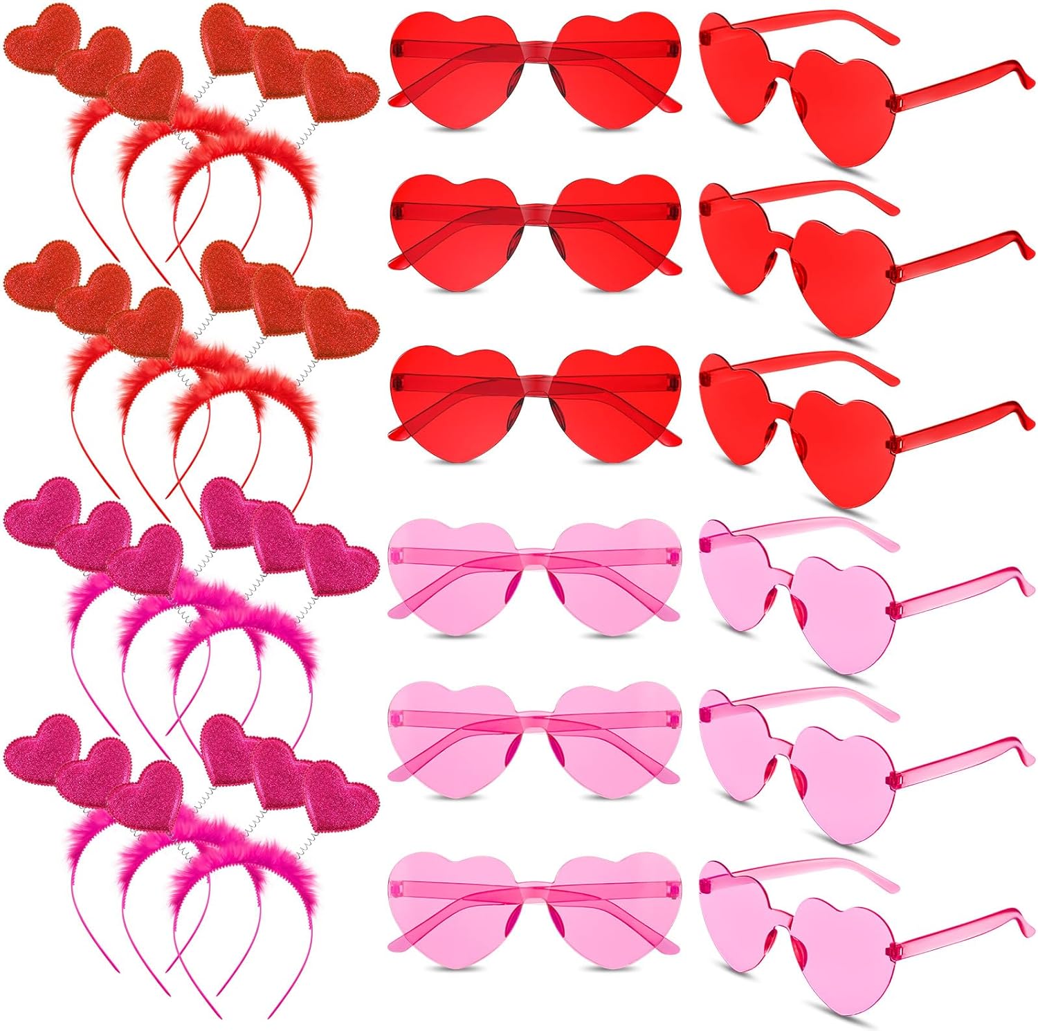 Jutom 24-Piece Heart Headbands Glasses