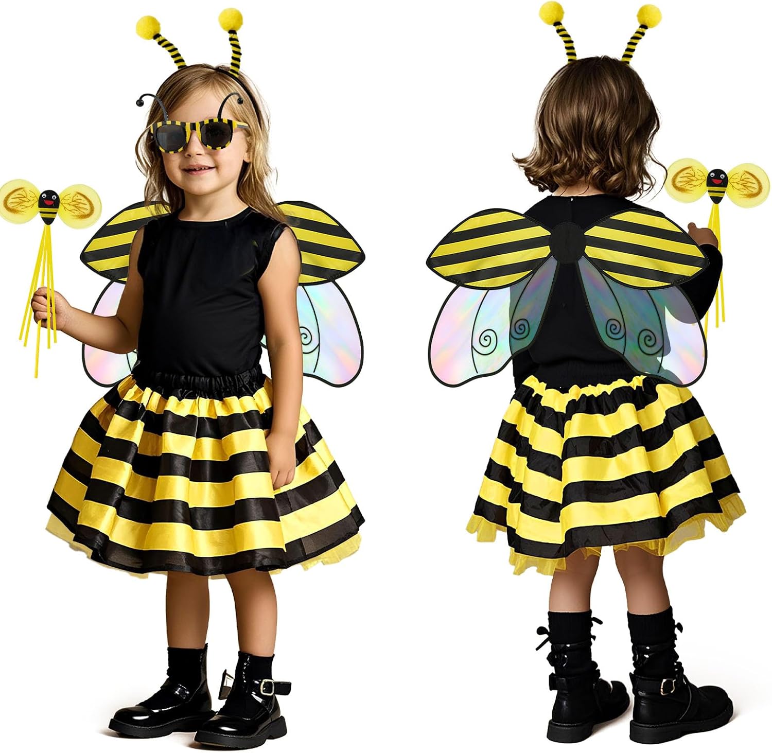 Latocos Girls Bee Costume with Glasses Headband