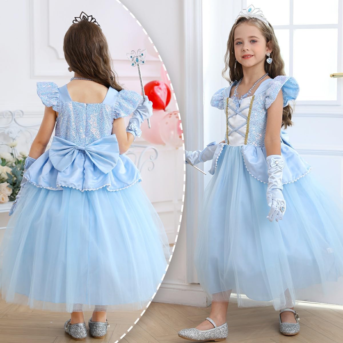 Luzlen Cinderella Costume for Girls with Accessories