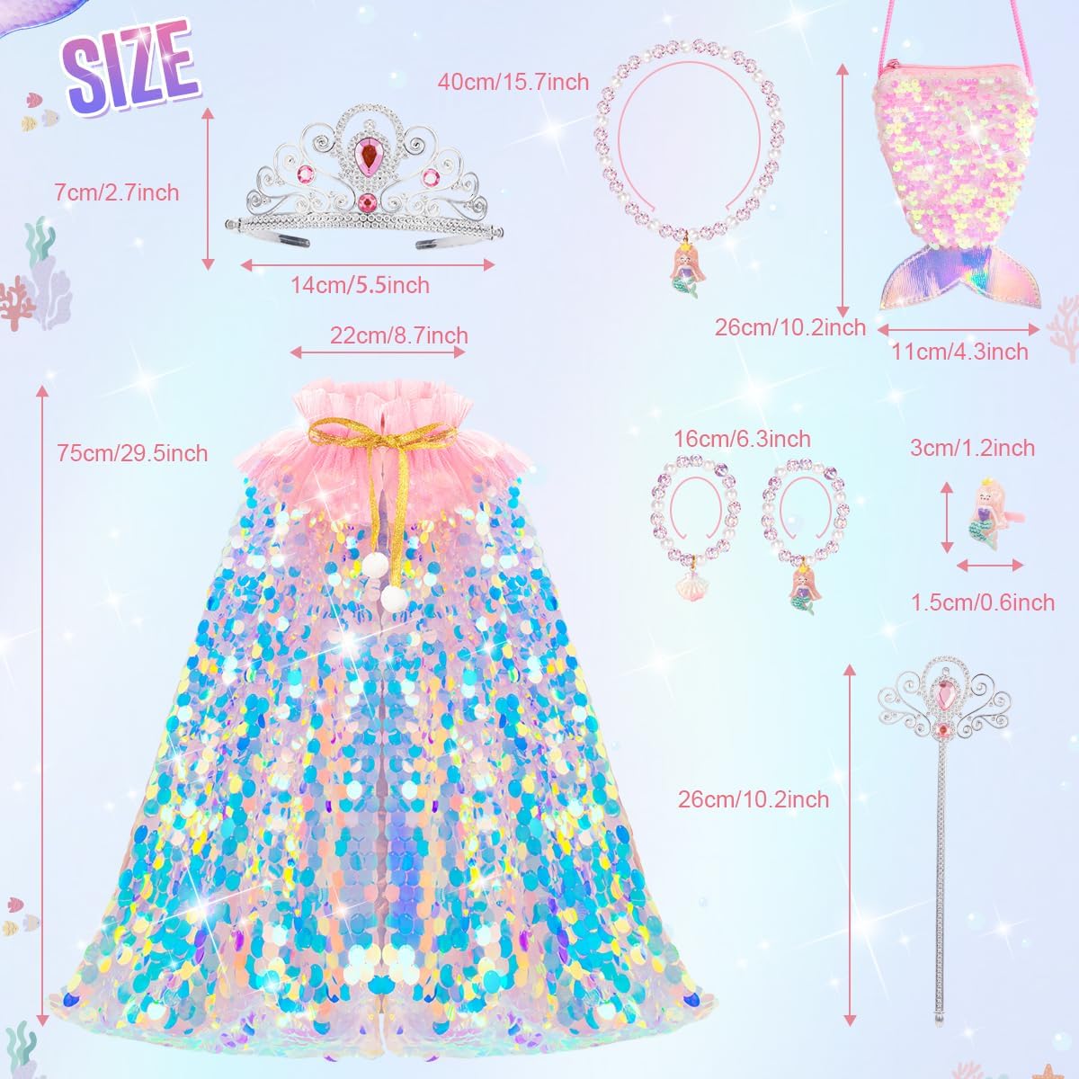 Meland Mermaid Princess Dress Up
