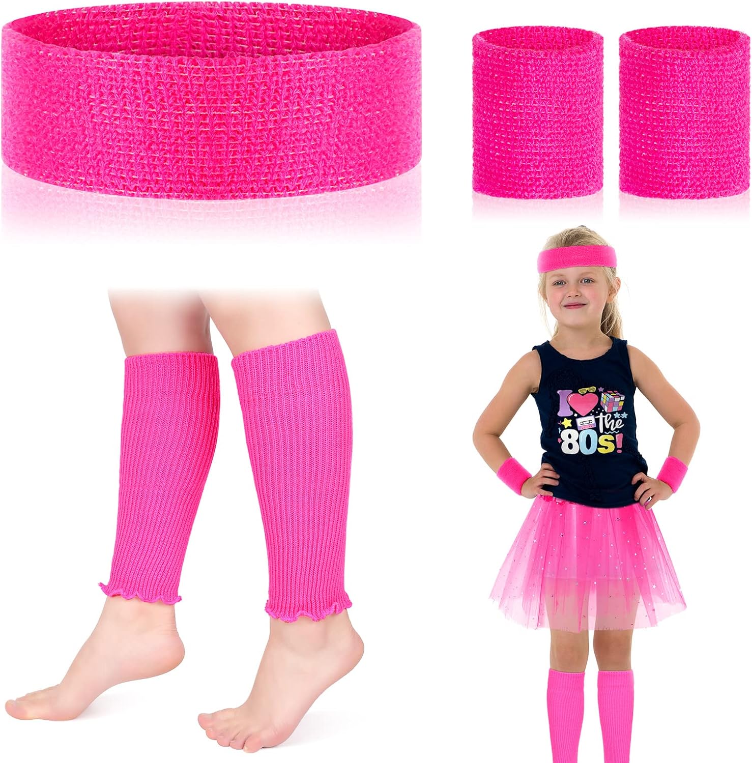 Neon Retro 80s Leg Warming Set Christmas Party Accessories