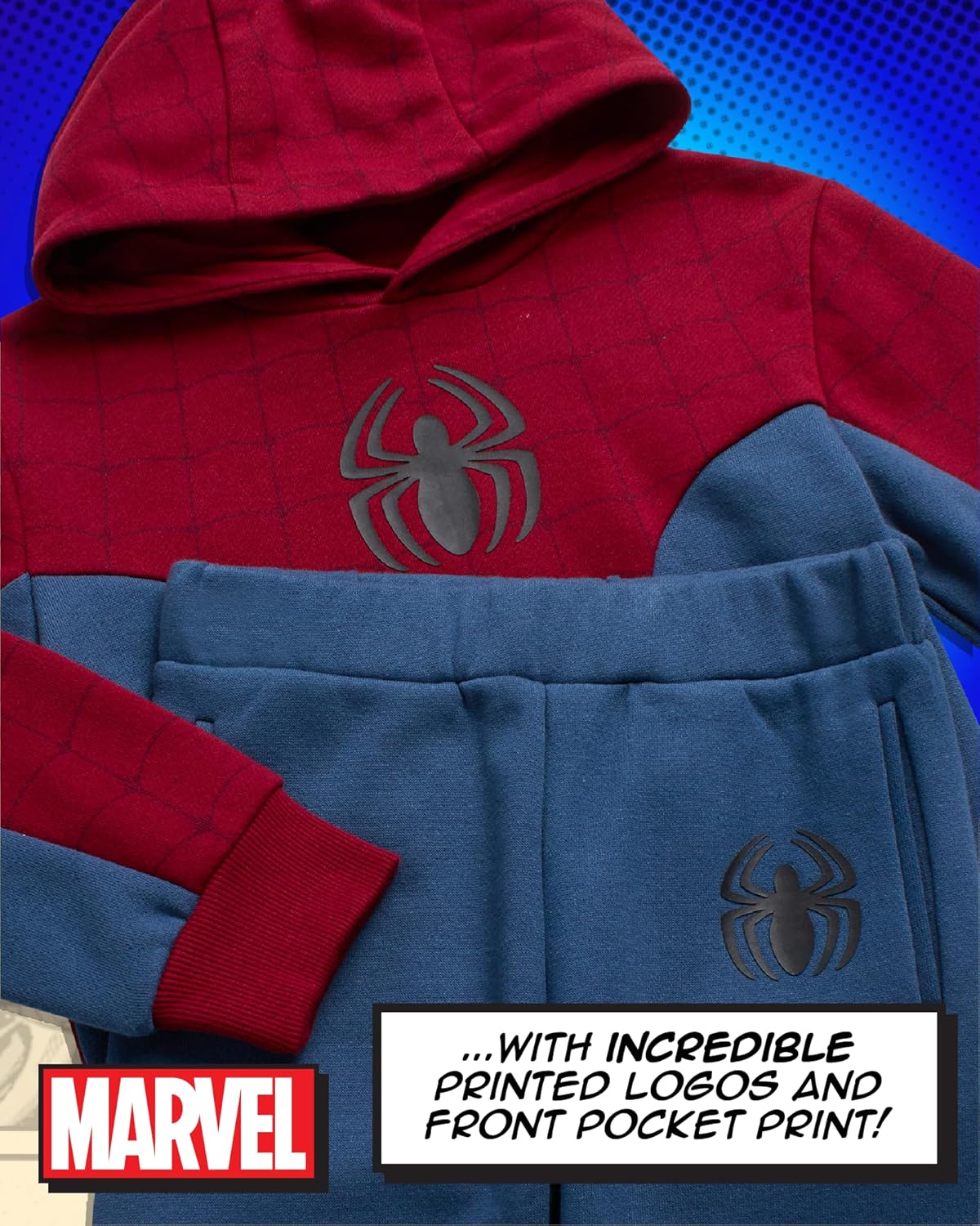 Marvel Boys 2-Piece Fleece Sweatsuit Set - Captain America Spider-Man Graphic