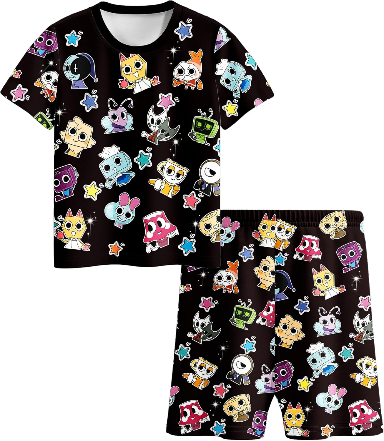Kids Black Character Shirts Pants Set for Boys and Girls 5-14