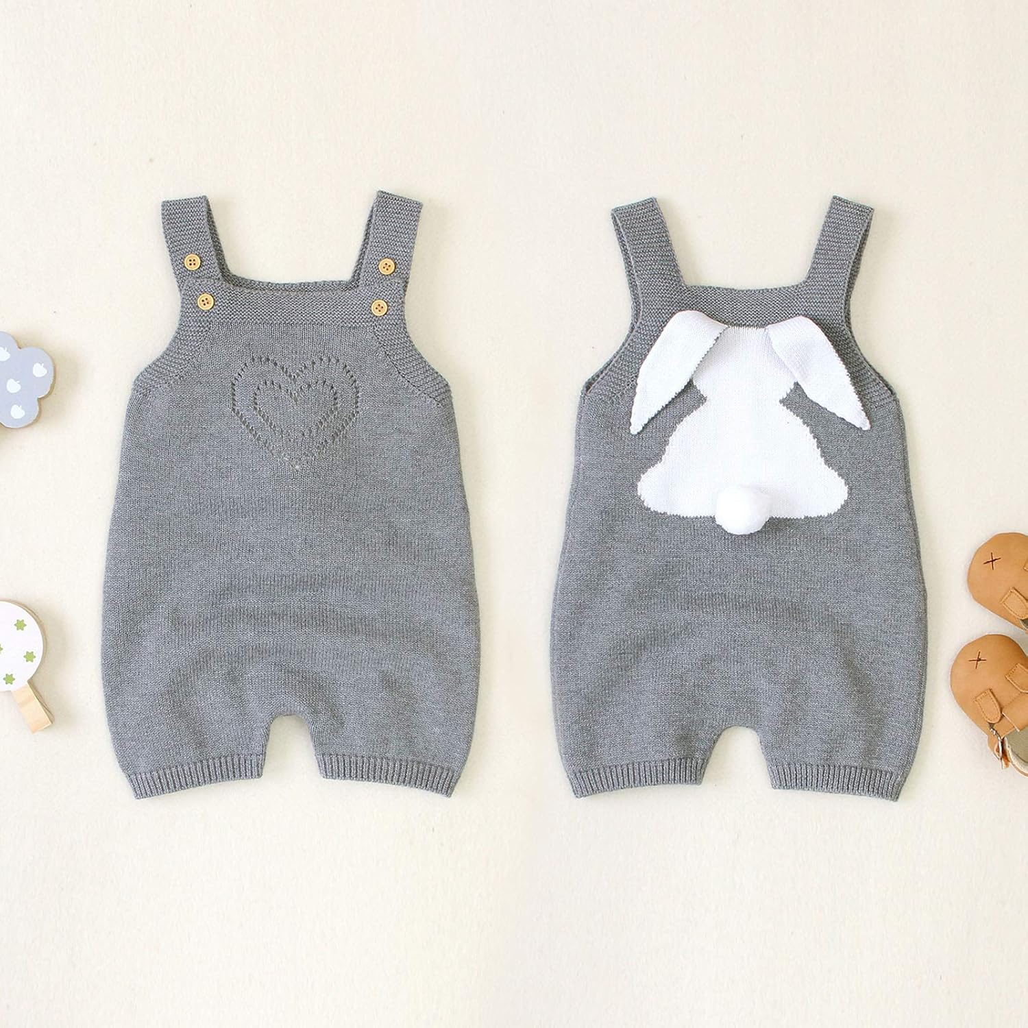 Easter Rabbit Knitted Jumpsuit Toddler Girls Soft Unisex