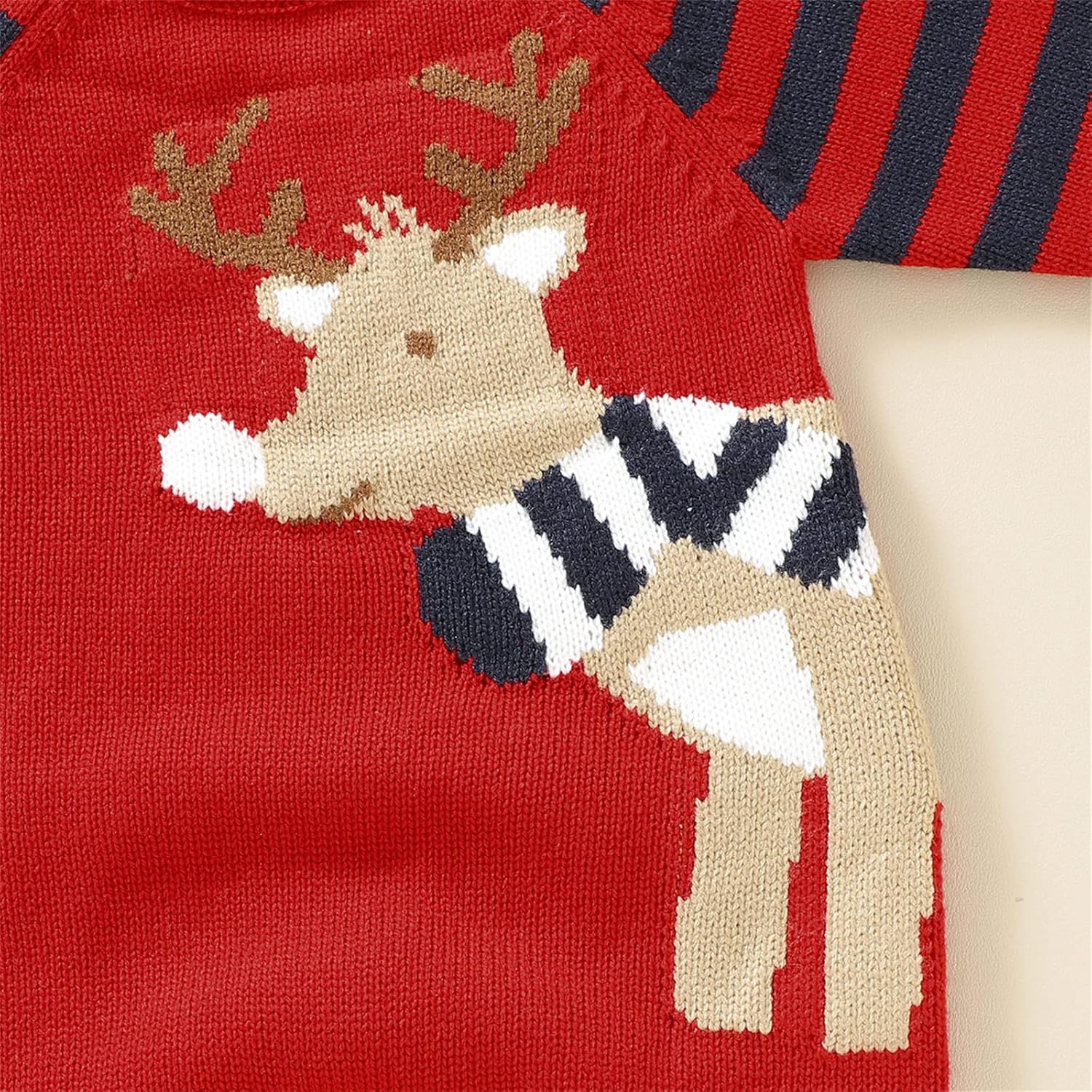 Thick Knitted Christmas Romper for Boys Deer Design 6-9 Months