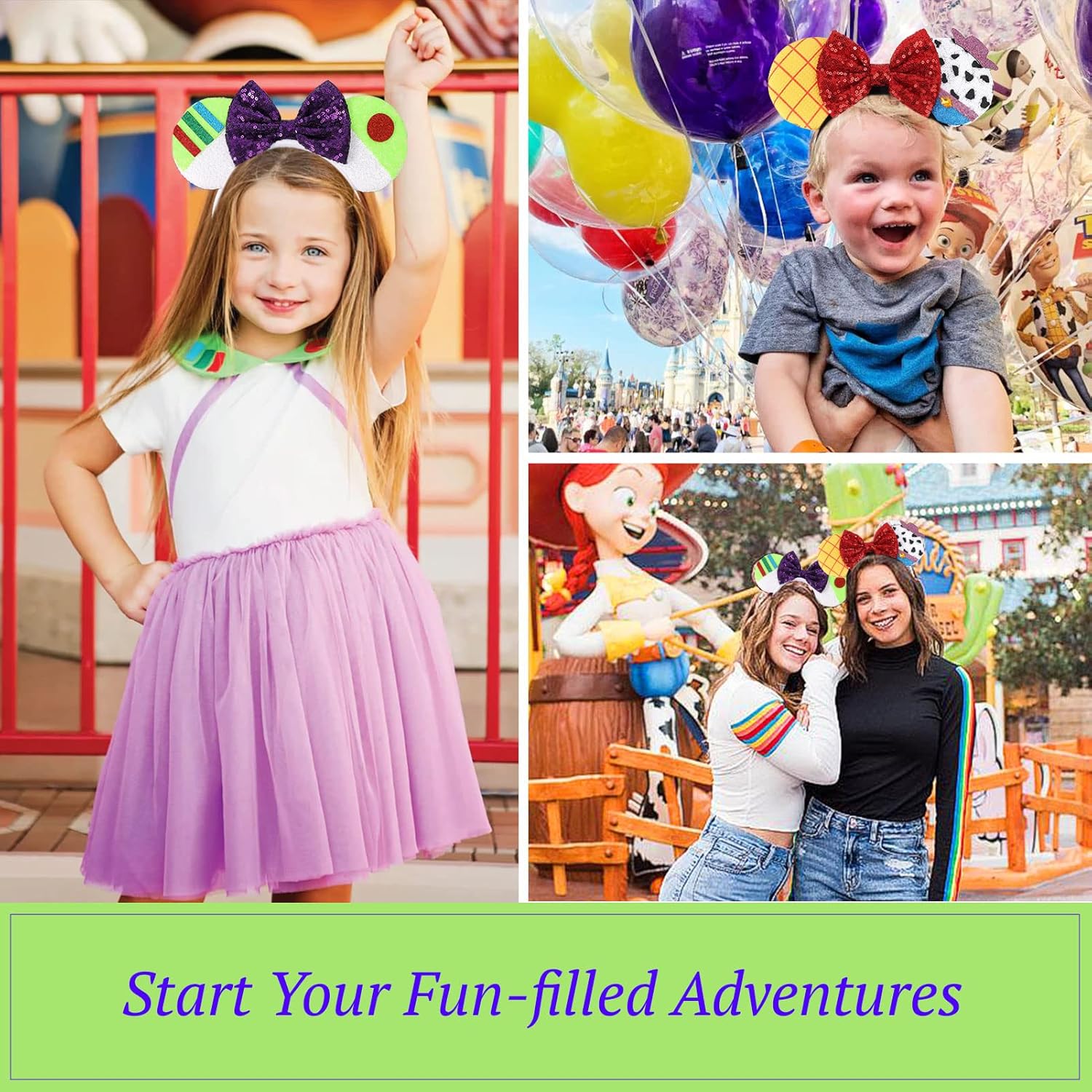 ETLUK Mouse Ears Headbands 2PCS for Girls and Boys