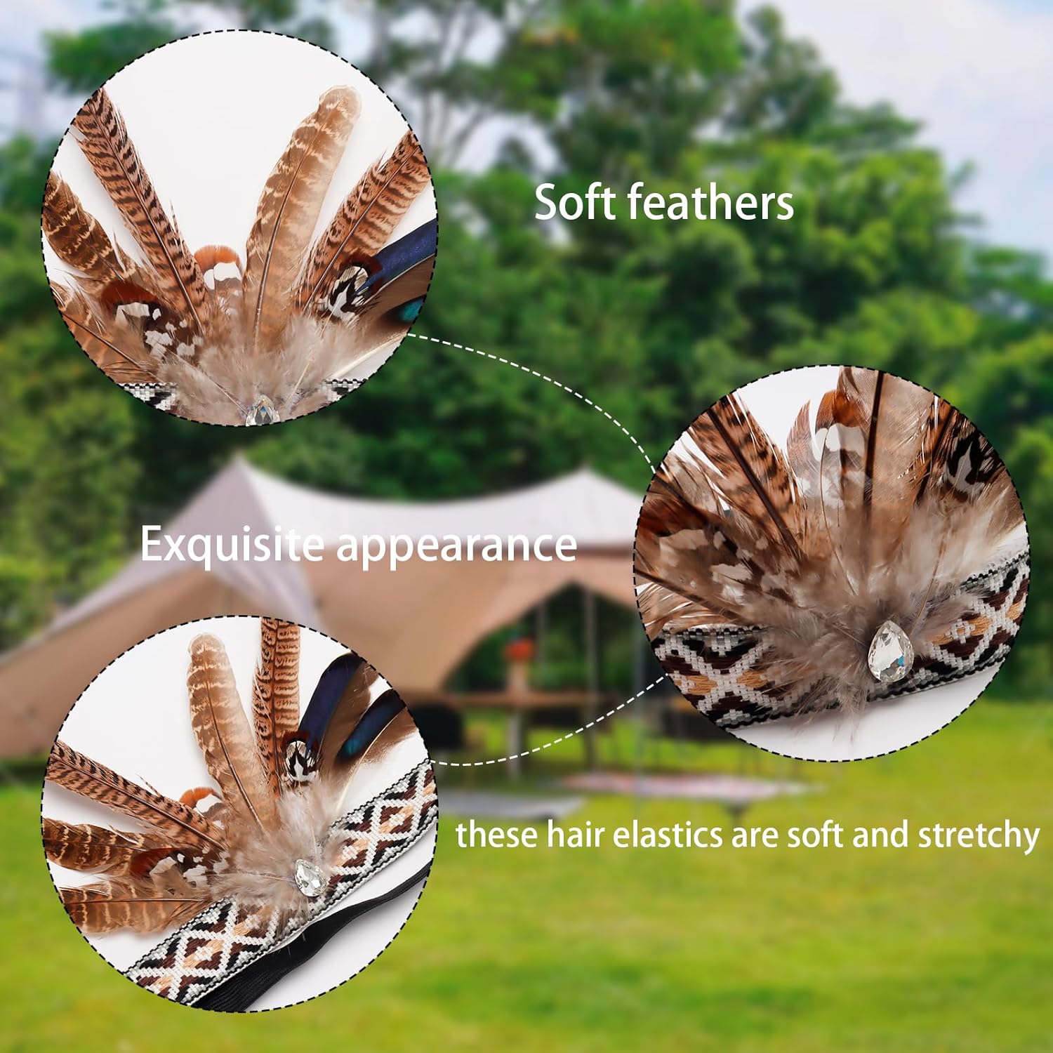 Feather Headband - Indian Headpiece Natural Design Lightweight Stylish for Kids Adults