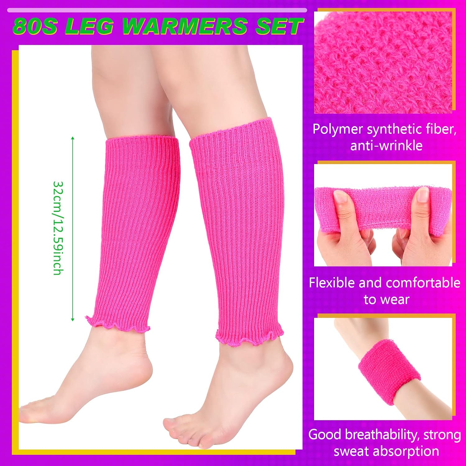 Neon Retro 80s Leg Warming Set Christmas Party Accessories
