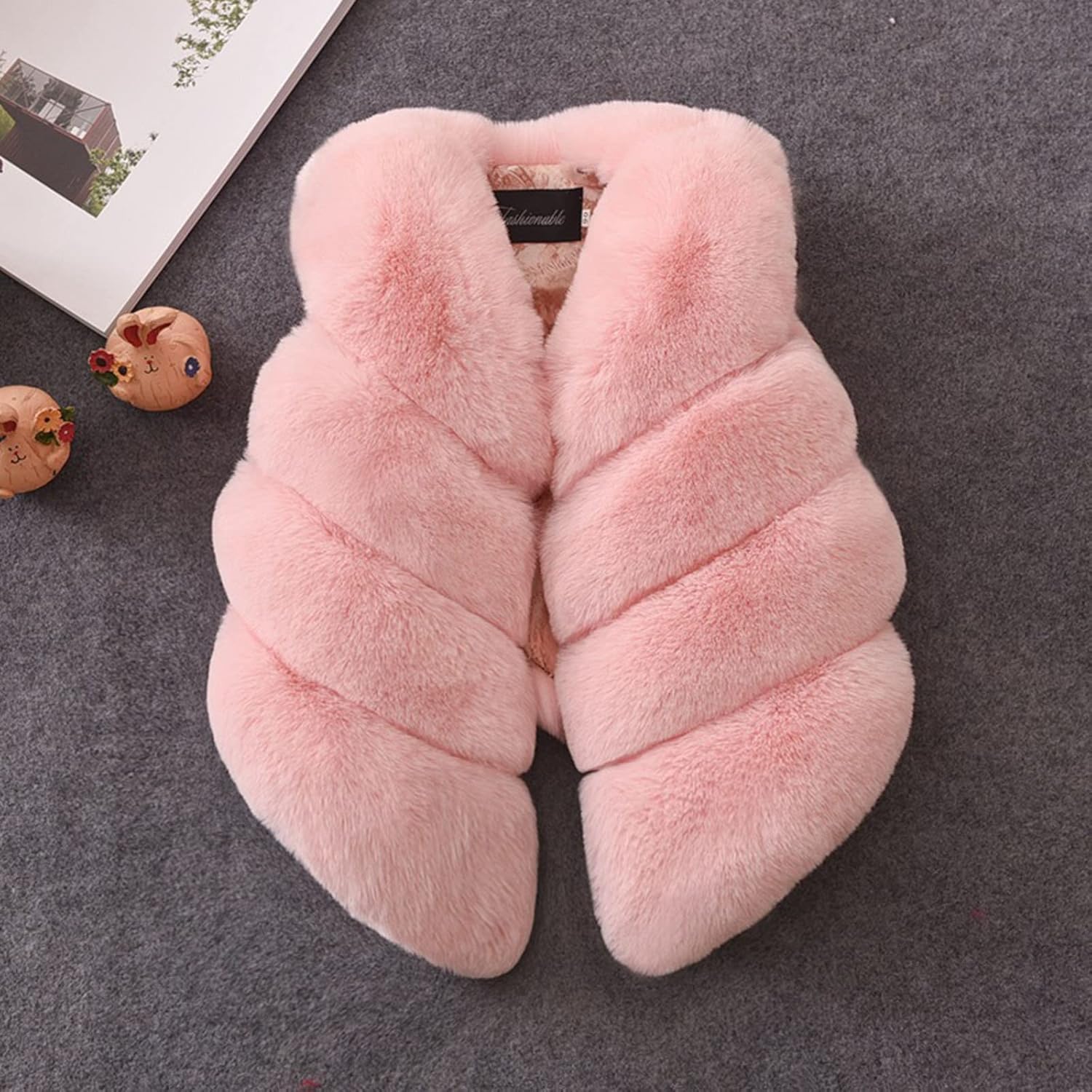 Sequins Style Faux-Fur Garland Jacket for Girls