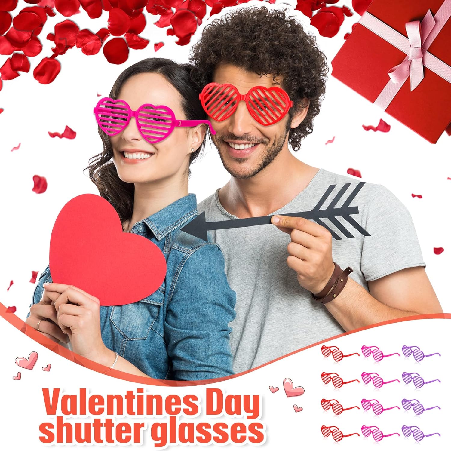 Perfect for Gifting Weewooday Heart Shaped Plastic Shutter Glasses