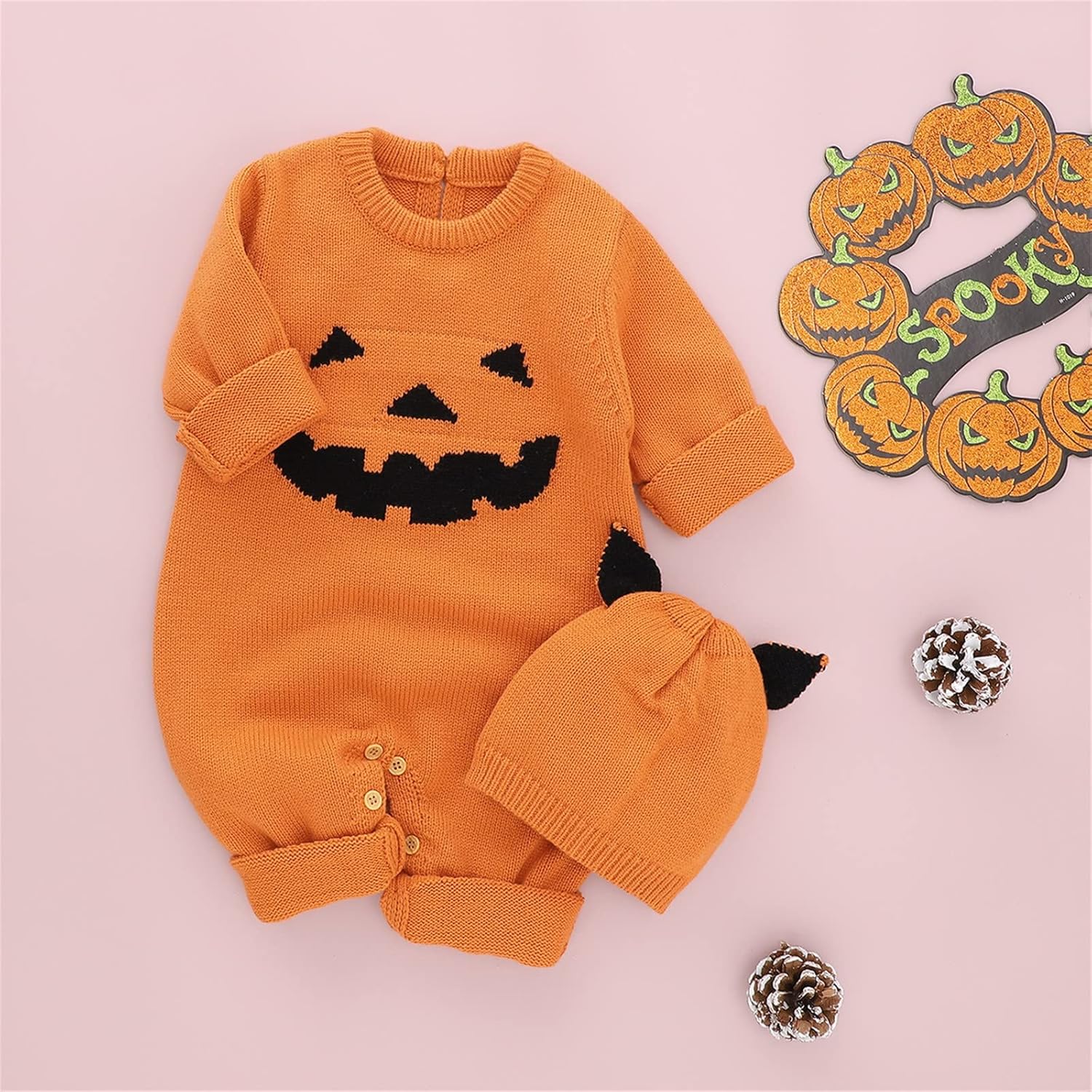 Newborn HalloweenBundle Unisex Romper Sweater Set for Baby Girls Boys
