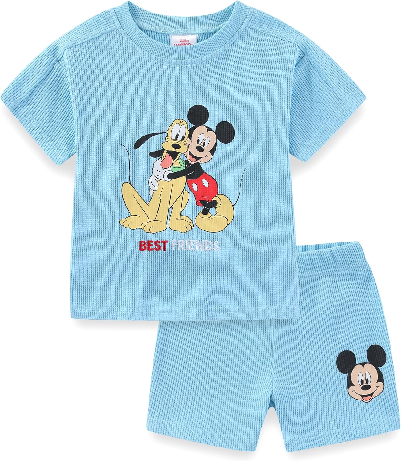 Disney Mickey Mouse Waffle Knit Boys 2PIT Shorts Set